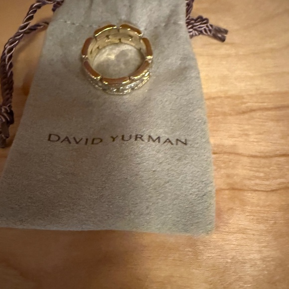 David Yurman Gatelin 18k Yellow Gold Pave Diamond Link Wedding Ring - Picture 4 of 8